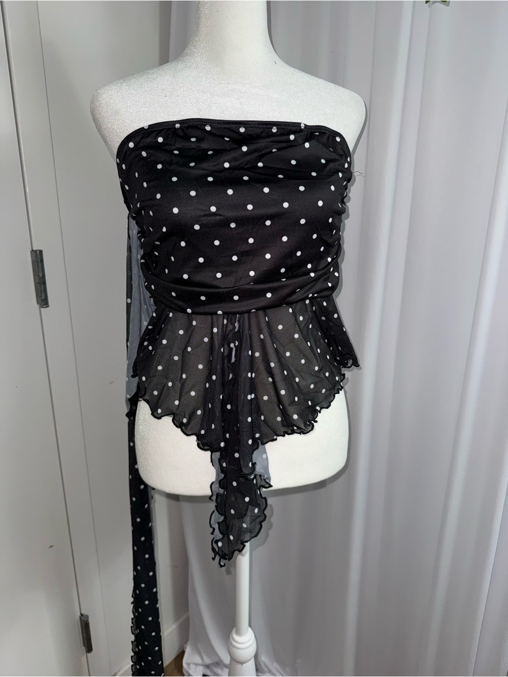 Brand new black polka dot top